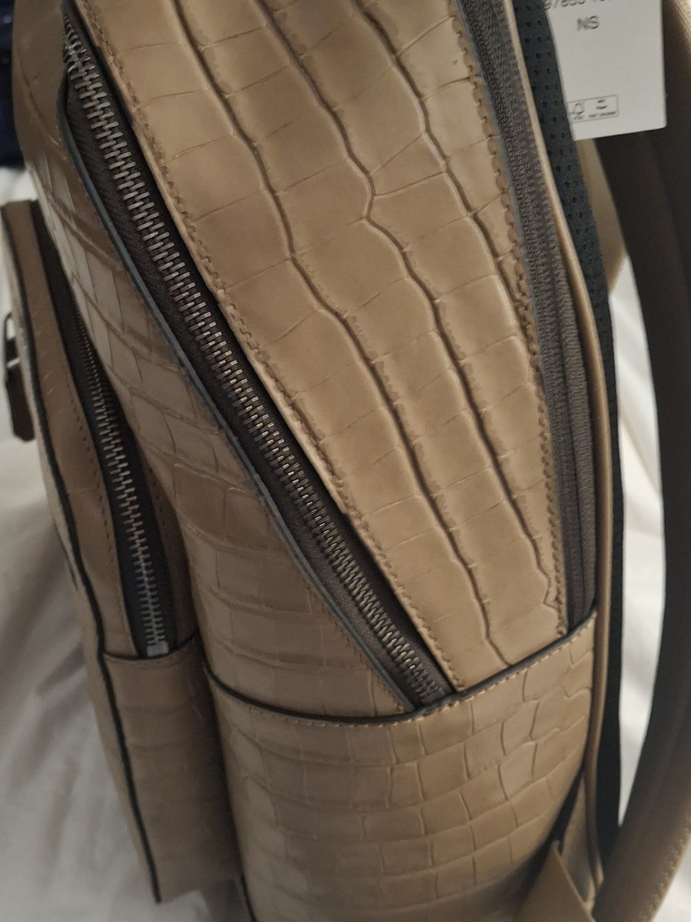 Michael Kors Taupe Croc-Embossed Leather Backpack - Picture 6 of 7